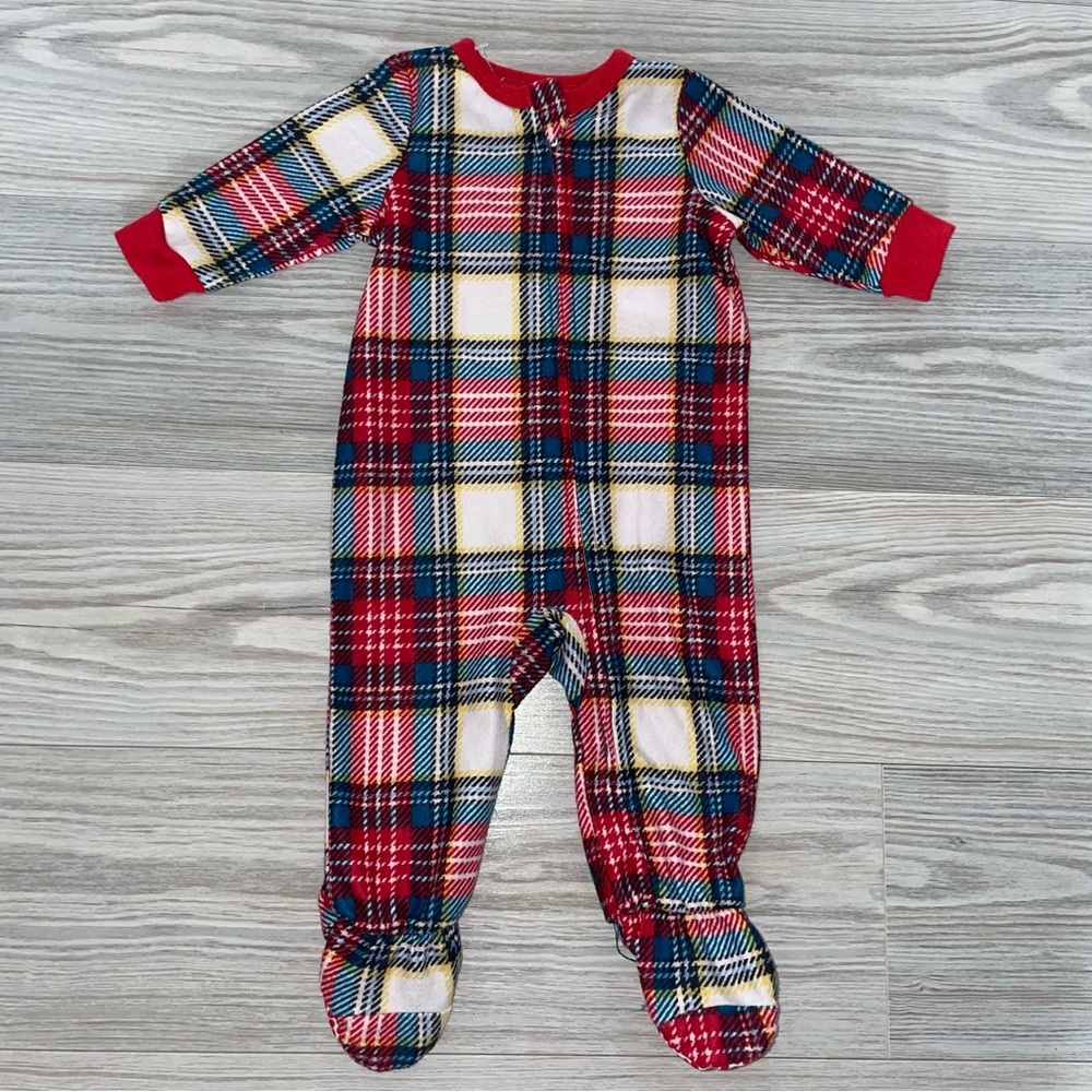 Jammies For Your Families Baby Boys Sleep & Play Sleeper 0–3M Plaid Zip Footie